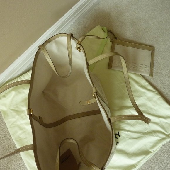 BURBERRY Mini Horseferry Linen Cotton Canvas Beach Tote - NEW - Picture 6 of 16